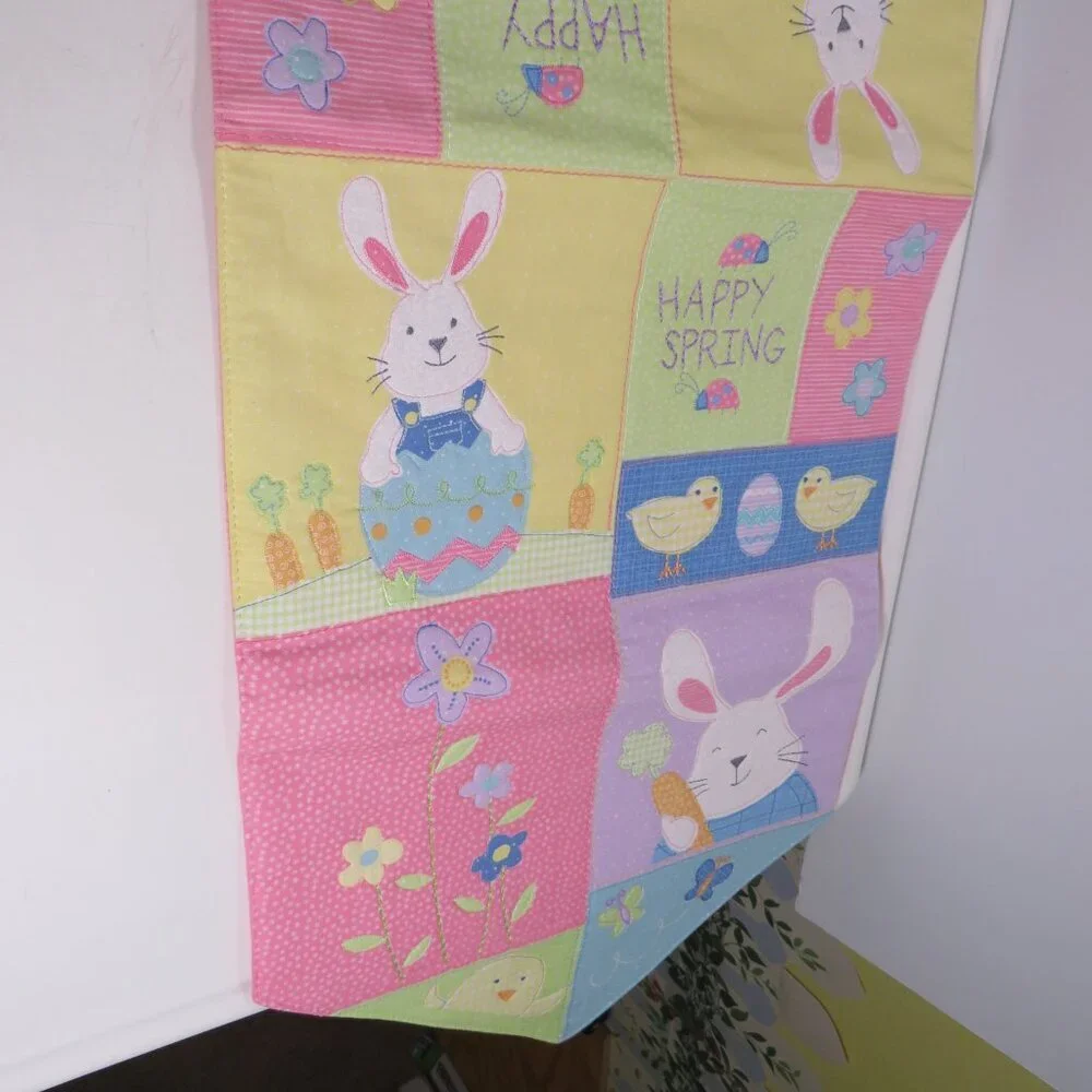 Spring Easter Rabbit Quilted Table Runner by Blossoms & Blossoms cotton pastel